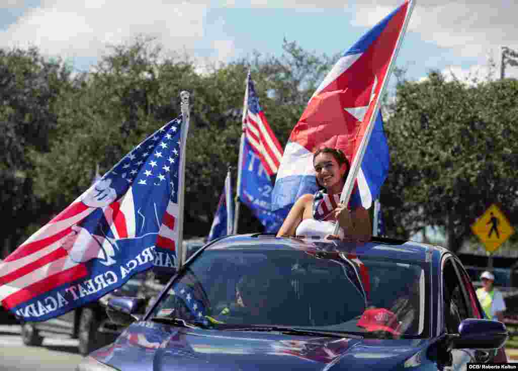 Caravana de apoyo a la reelección del Presidente Donald Trump en Miami.